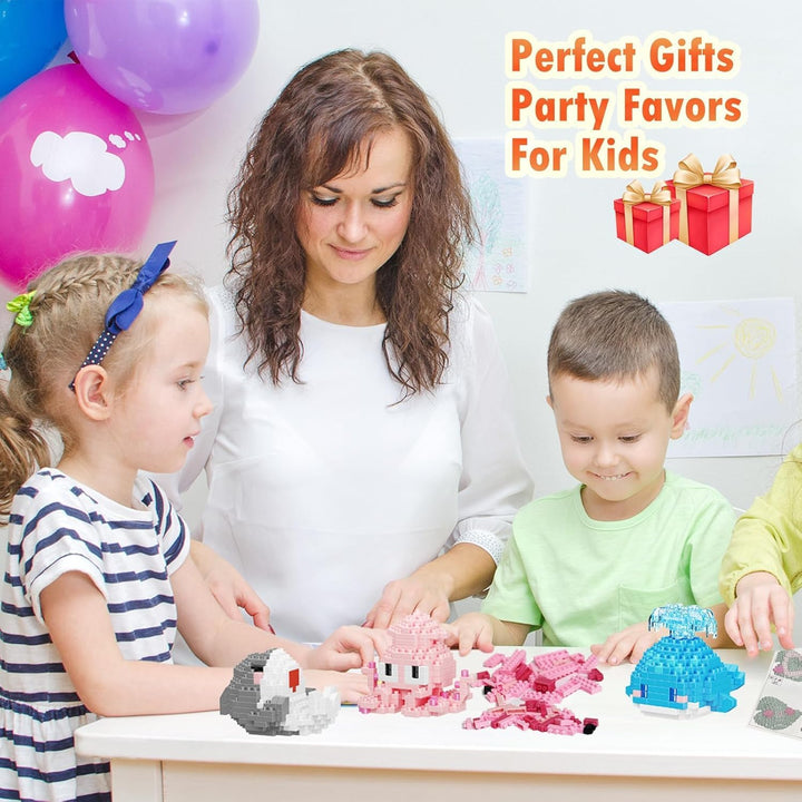 Partygeschenke, 12er-Pack Mini-Bausteine-Set mit Meerestieren, Klassenzimmerpreise, kleine Spielzeug