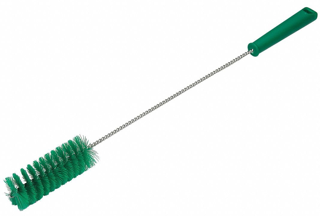 Vikan Rohrbürste, 50 cm lange Flaschenbürste mit Stiel, 40 mm Durchmesser, grün, Borstenhärte medium