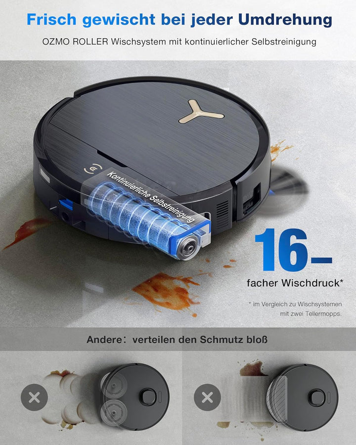 ECOVACS DEEBOT X9 PRO Omni Saugroboter mit Wischfunktion, 16.600 Pa, OZMO Roller, ZeroTangle 3.0,Tru