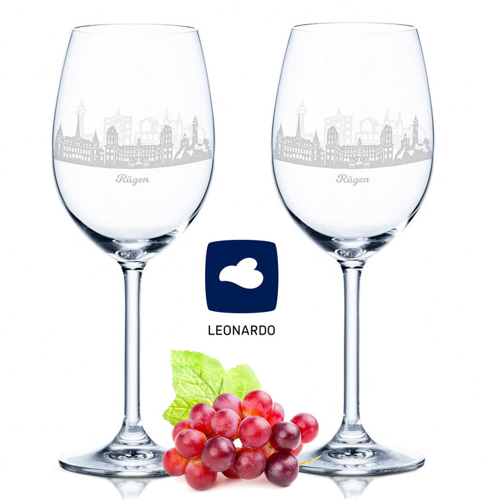 Leonardo Weinglas mit Gravur - Rügen Geschenk im 2er Set - Weingeschenk - Souvenir Andenken & Mitbri