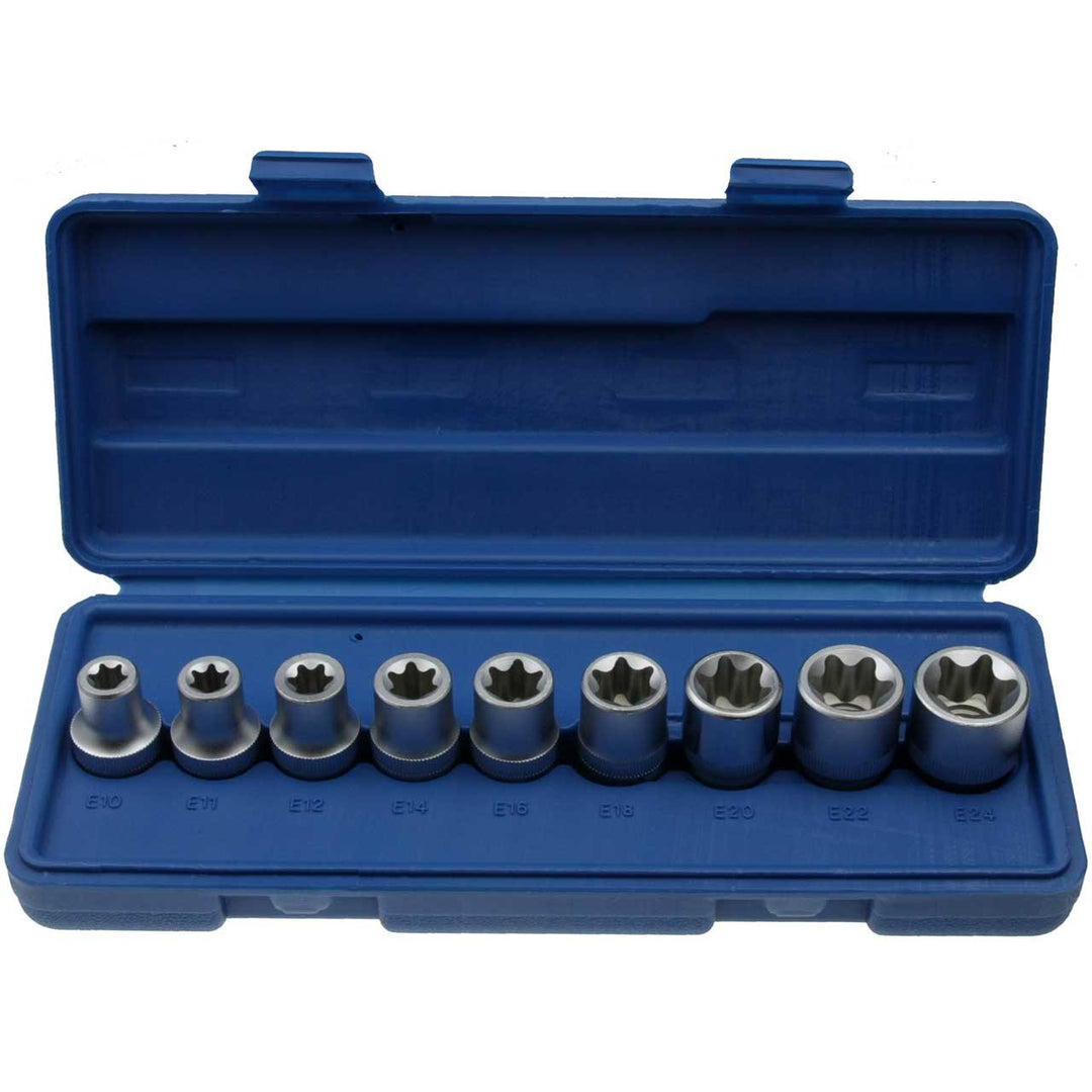 Alkan Steckschlüssel-Einsätze E10-E24, 1/2" Zoll-Antrieb für E-Profil aussen Torx Schrauben - Nuss N