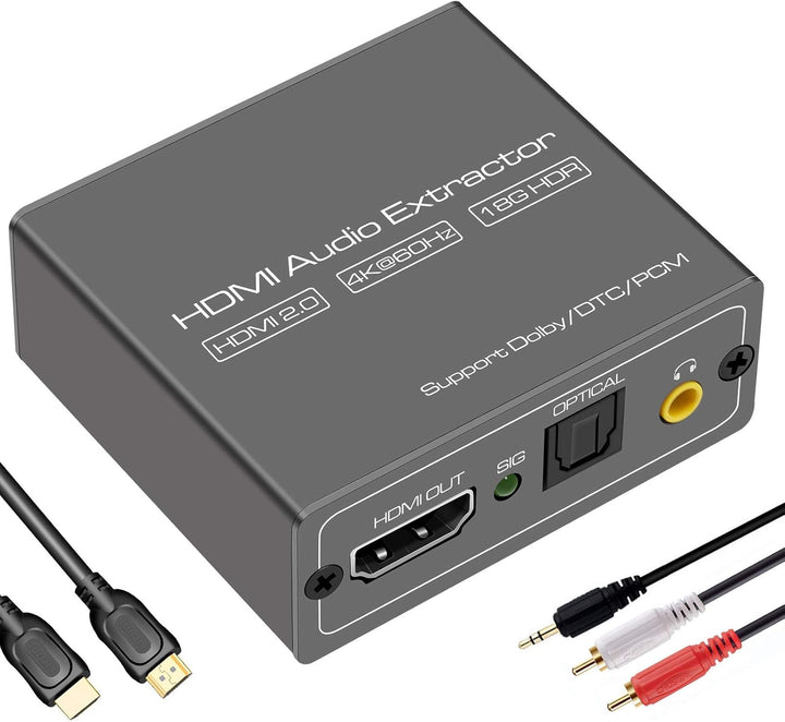 VEDINDUST 4K@60Hz HDMI Audio Extractor HDMI Audio Splitter zu HDMI Optisches mit 3,5-mm-Stereo HDMI
