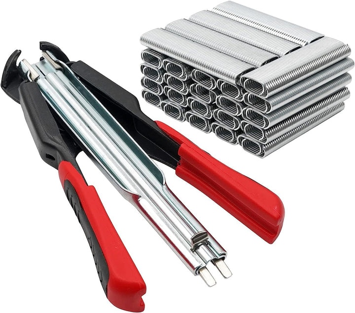 MOGOULUA Hog Ringzangen Set Haustierkäfig Zange mit 2500 Stück Zaunzange Ringe C-Typ Clip Automatisc