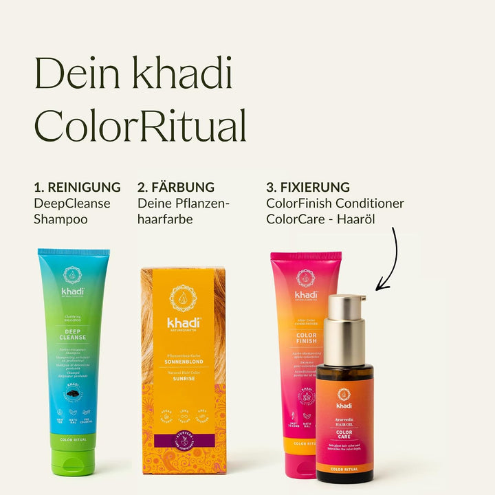 khadi SONNENBLOND Pflanzenhaarfarbe, Haarfarbe für glänzendes Honigblond bis zu kräftigem, sommerlic