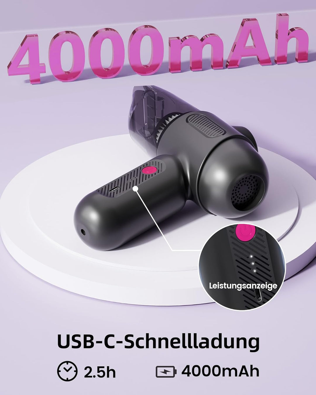 Handstaubsauger Akku 4in1 klein ,Mini Staubsauger Kabellos,Auto Staubsauger Stark,Autostaubsauger mi