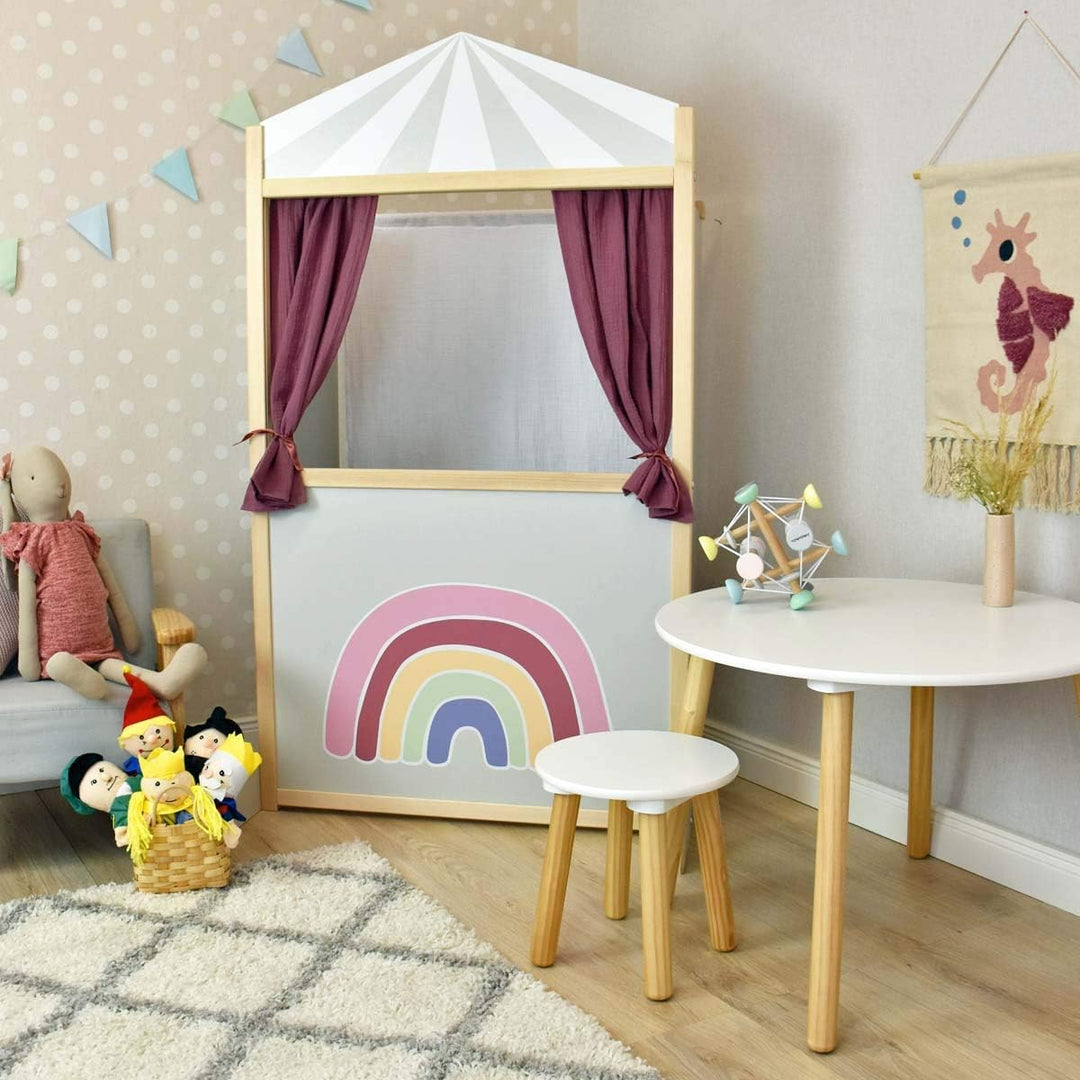 Meppi Kaspertheater Regenbogen Beere / grau aus Holz - Puppentheater / Kasperletheater