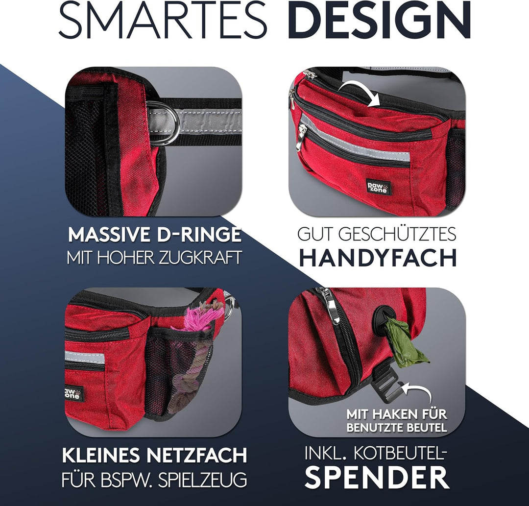 PAWZONE Futterbeutel Hunde - Leckerlibeutel für Hunde - Bauchtasche für Hunde Zubehör - Leckerlitasc
