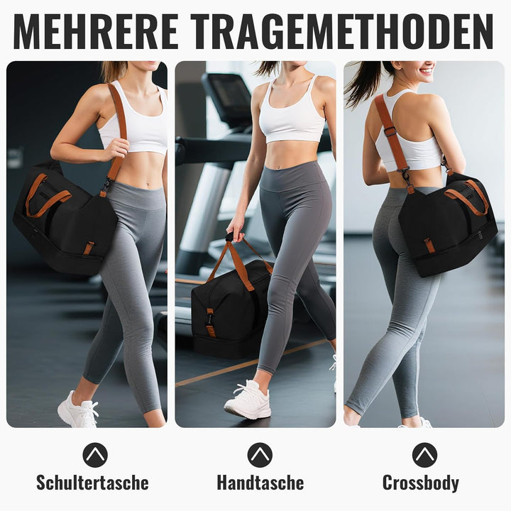 Sporttasche Damen Reisetasche Herren, Sporttaschen mit Schuhfach & Nassfach, Large Capacity Travel B