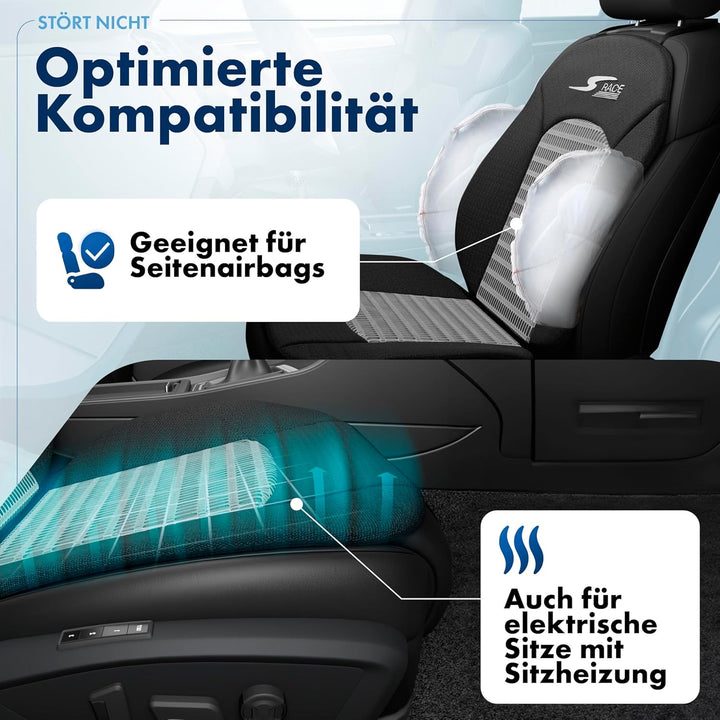 Walser Car Comfort S-Race Universal Auto Sitzpolster für Vordersitze, Rot/Schwarz, 2 Stück Rot 2 Stü