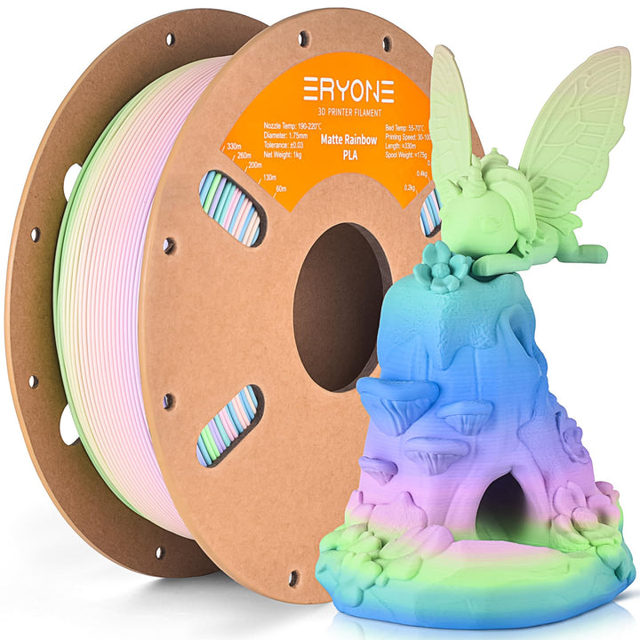 ERYONE Matte PLA 3D Drucker Filament 1.75mm,Multicolor Matte Rainbow PLA Filament, Massgenauigkeit +