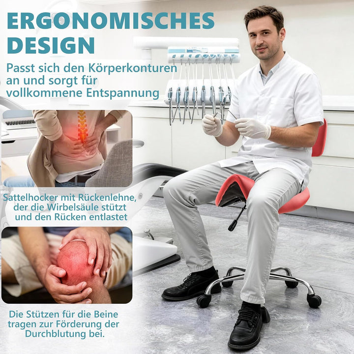 Mingone Sattelhocker Ergonomischer Arbeitshocker 360° Drehbarer Hocker Höhenverstellbarer Bürohocker
