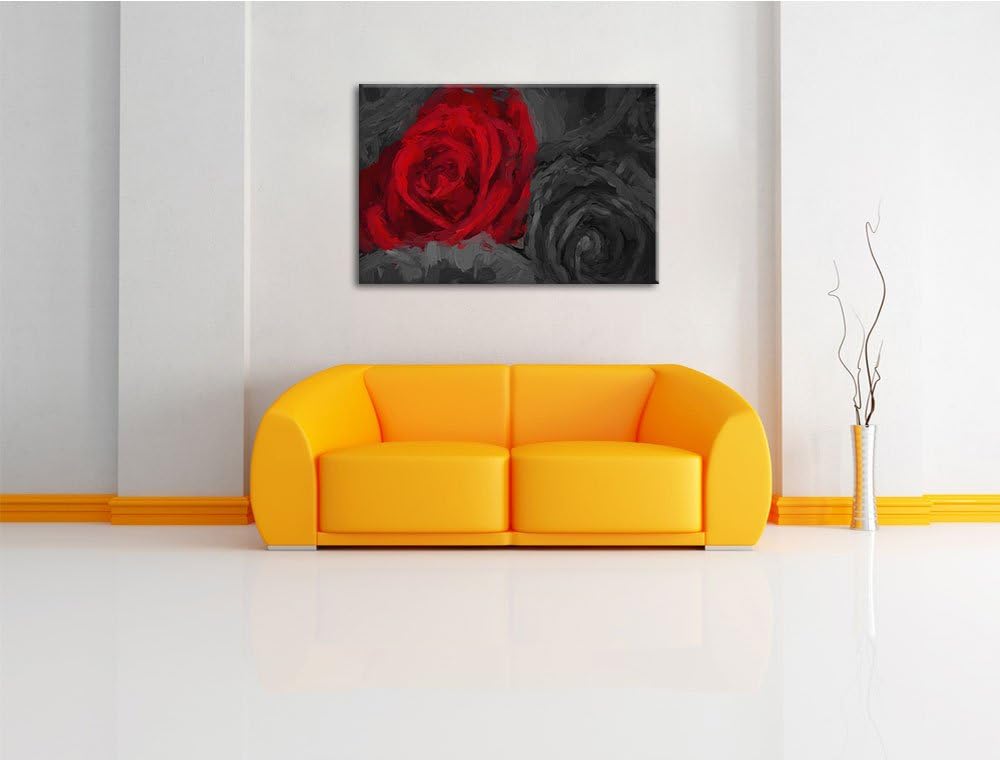 romantische rote Rosen schwarz/weiss Deluxe Format: 100x70 cm auf Leinwand, XXL riesige Bilder ferti