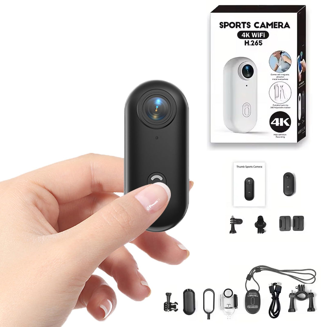 Winnes 4 K Mini Sportkamera, Tragbar,120 ° Weitwinkel, Sportkamera mit Clip hinten, 360 °, Audio- un