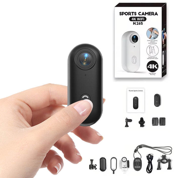Winnes 4 K Mini Sportkamera, Tragbar,120 ° Weitwinkel, Sportkamera mit Clip hinten, 360 °, Audio- un