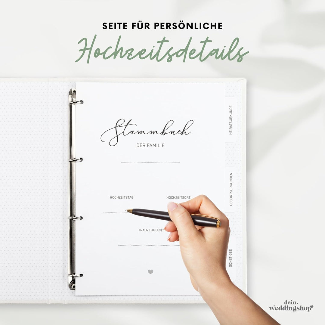 DeinWeddingshop Stammbuch der Familie - Familienstammbuch Hochzeit Standesamt - Watercolor Breeze -
