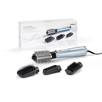 BaByliss Hydro Fusion Smooth & Shape Warmluftbürste mit 4 Aufsätzen zum Föhnen, Glätten, Volumen und