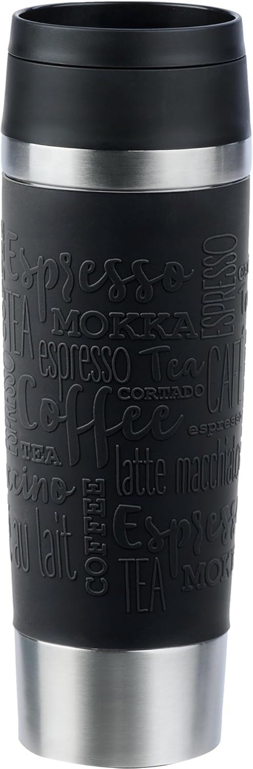 Emsa N20220 Travel Mug Classic Isolierbecher 0,5 Liter | neuer Komfort-Schraubverschluss | Edelstahl