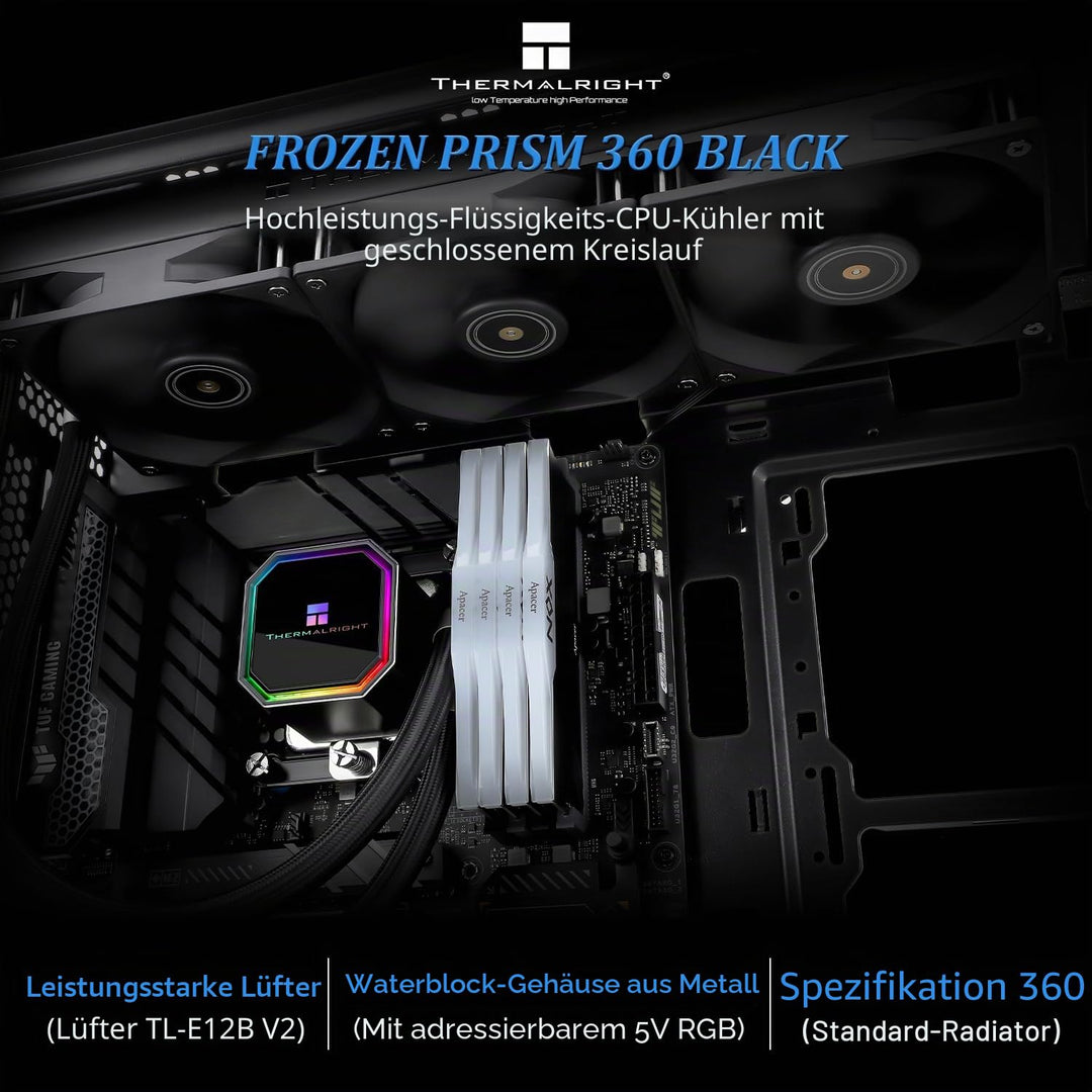 THERMALRIGHT Frozen Prism 360 Black Flüssig-CPU-Wasserkühler mit 120mm PWM-Lüfter,360 Black Cold Row