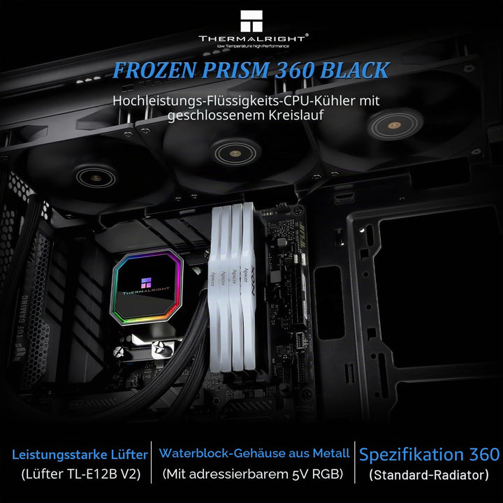 THERMALRIGHT Frozen Prism 360 Black Flüssig-CPU-Wasserkühler mit 120mm PWM-Lüfter,360 Black Cold Row