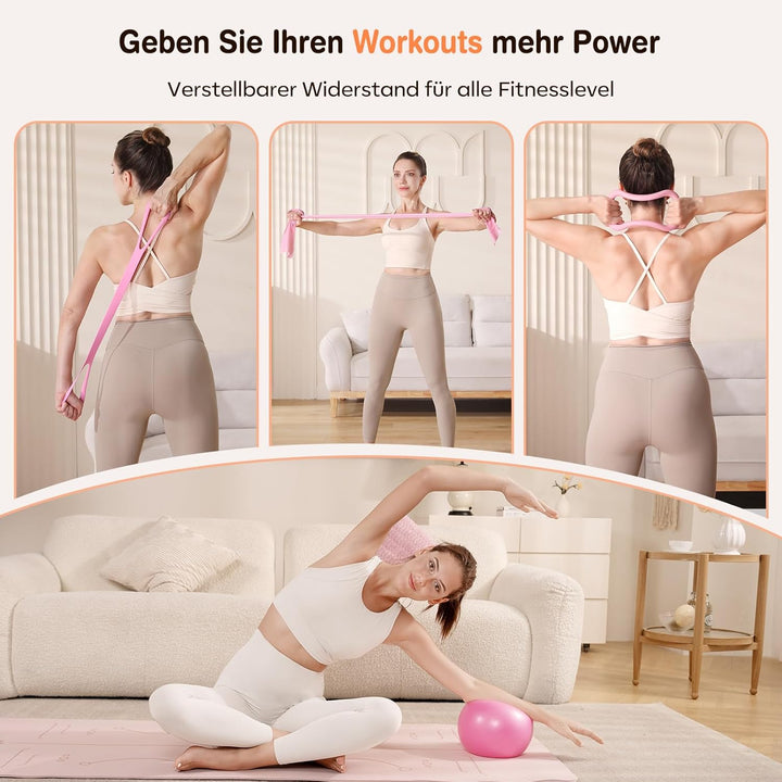 Pilates Kit 13 Stück Home Pilates Essentials Workout Kit mit 13" Ring, 10" Ball und Widerstandsbände