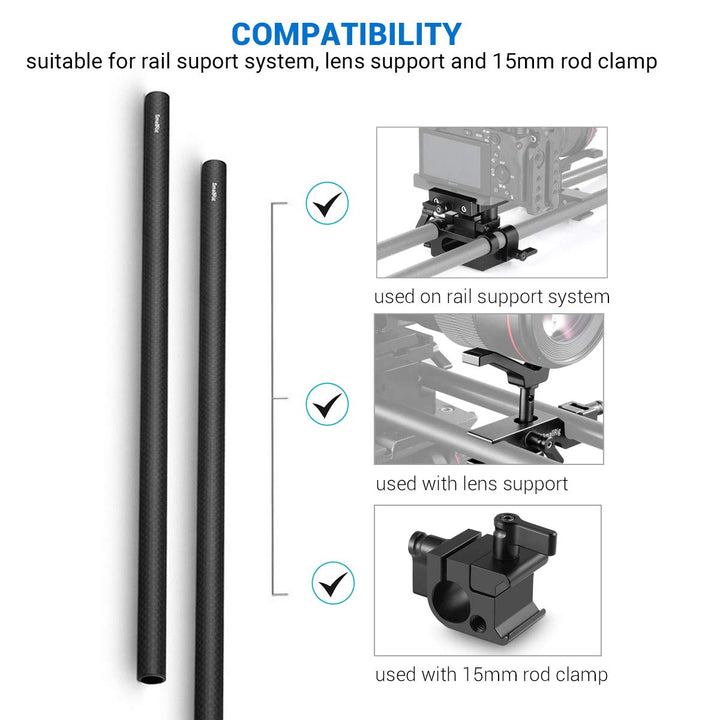 SMALLRIG DSLR Rigs 15mm Carbon Fiber Stangen - 30cm / 12inch (2 Stück) - 851 12 inch/ 30cm, 12 inch/
