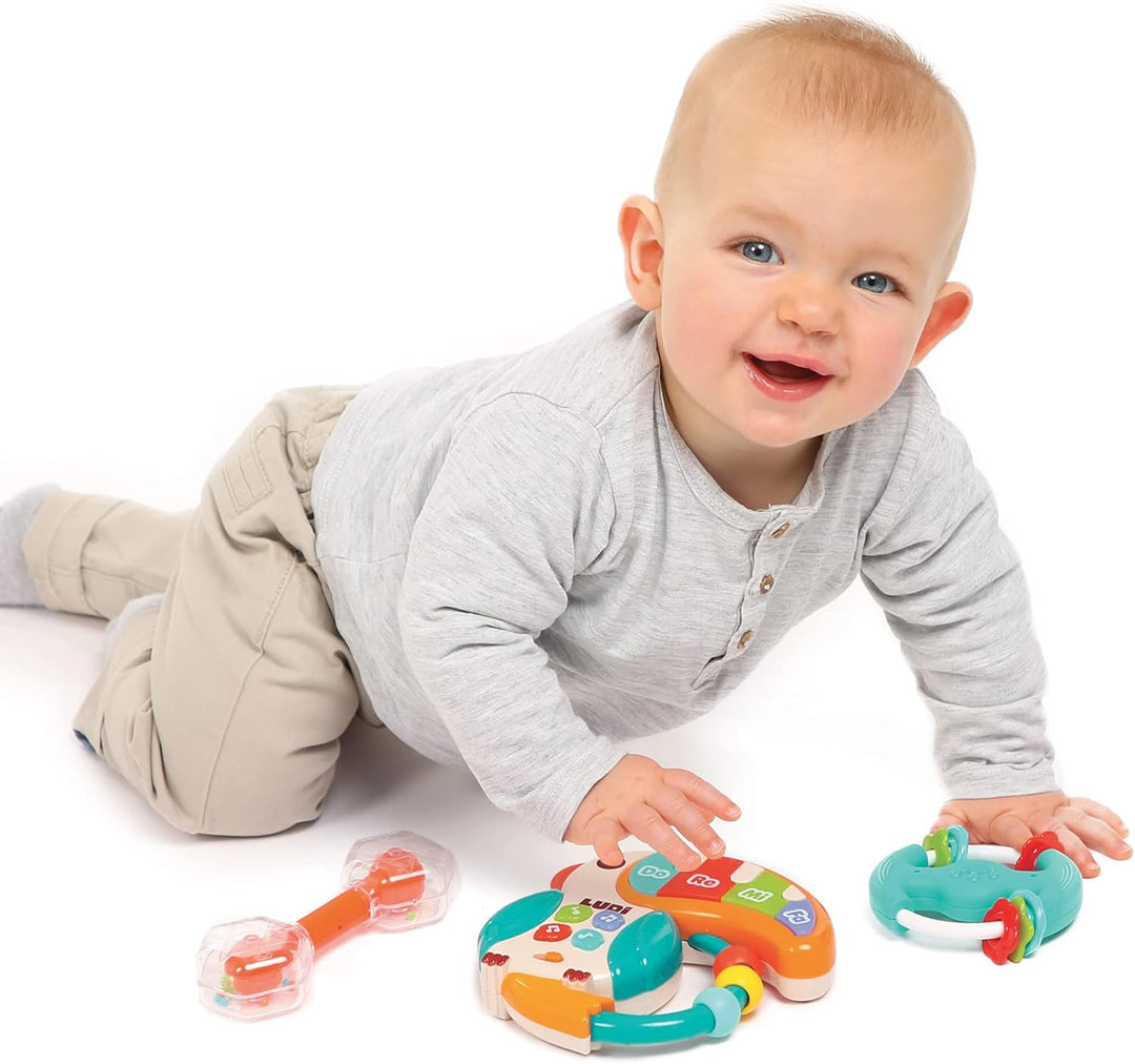LUDI Musik-Set — Spielzeug zum Erwachen des Babys — ab 3 Monaten — fördert Feinmotorik, Entdeckungsr