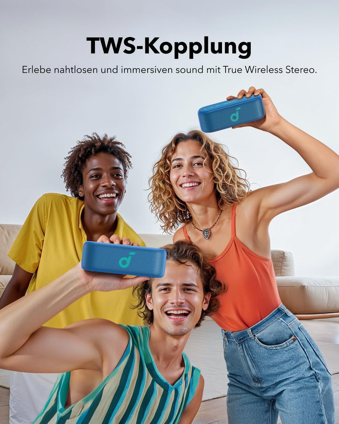 soundcore Select 2S, tragbarer Bluetooth-Lautsprecher mit 20W Stereo-Sound, BassUp™-Technologie, 16h