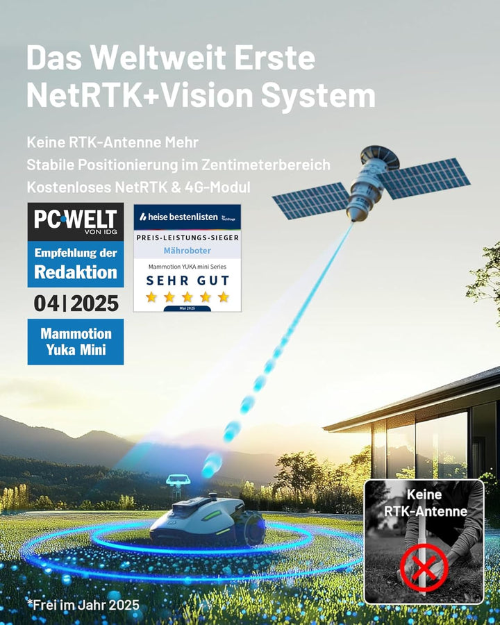 MAMMOTION YUKA Mini 500 Mähroboter, bis zu 500 m², UltraSense AI Vision und RTK, 45% Steigung, Autom