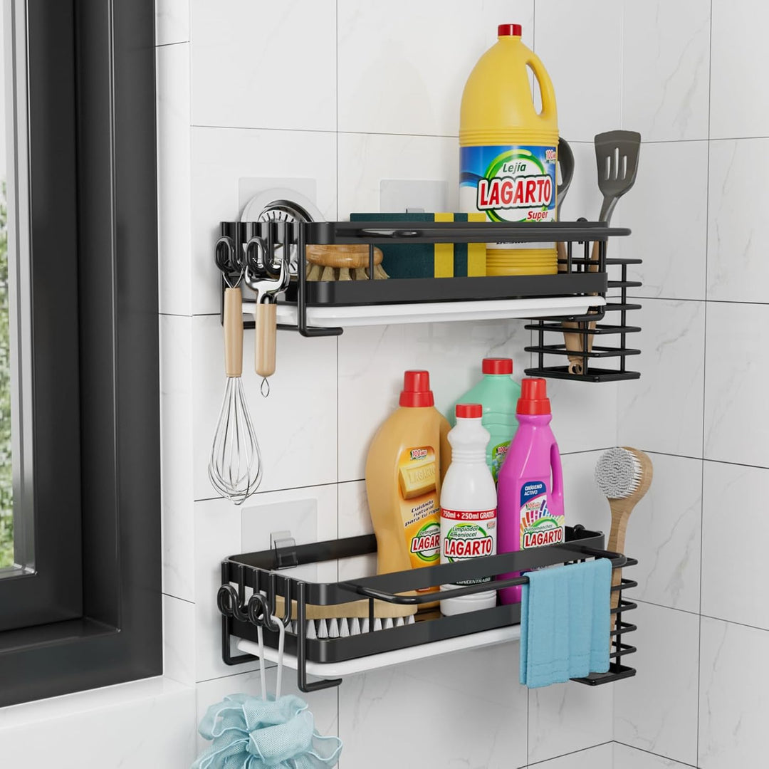 Küche Spülbecken Organizer Wand, Spüle Organizer mit Abflusspfanne/Lappenhalter, Waschbecken Organiz