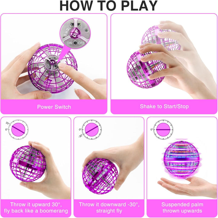 Fliegender Ball,Hand Controlled Hover Ball,Magic Fly Orb Schwebender Ball mit LED Licht Flying Spinn