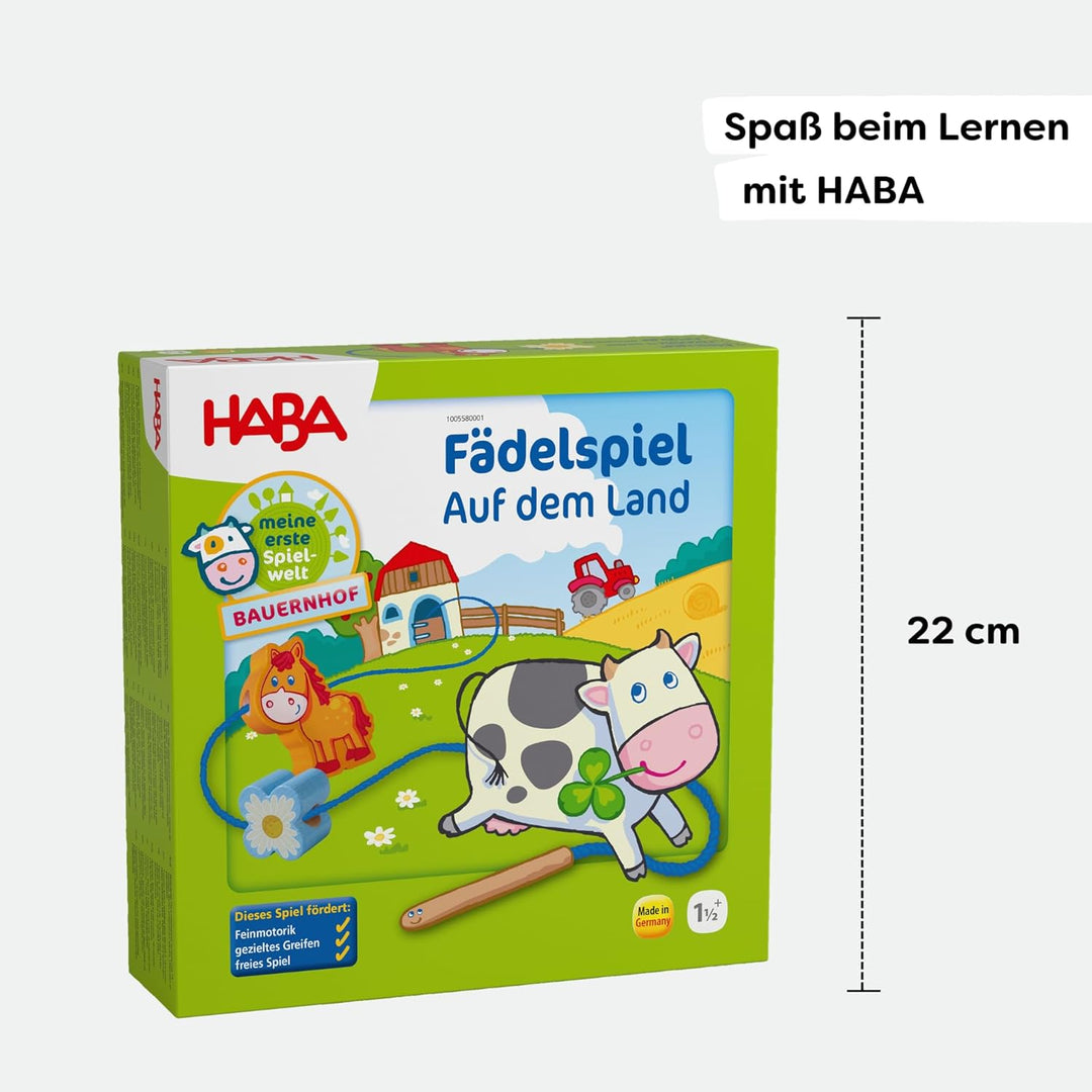 HABA 5580 - Meine erste Spielwelt Bauernhof Fädelspiel auf dem Land, liebevoll gestaltetes Lernspiel