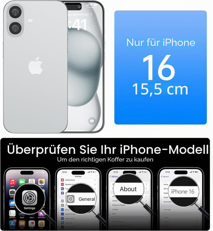 OLEPHY Handykette für iPhone 16 Hülle mit Band, Necklace Handyhülle, Transparente Schutzhülle zum Um