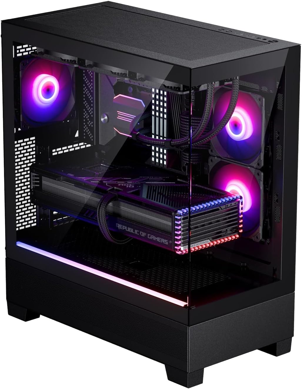 Phanteks 523 XT View Computergehäuse/Spielschrank – Schwarz | 3 x 120 mm ARGB-Lüfter vorinstalliert