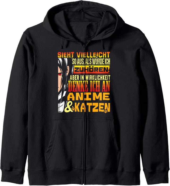 In Wirklichkeit Denke Ich An Anime und Katzen Kapuzenjacke