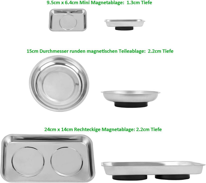 Magnetische Werkzeugschalen-3 Stücke, Edelstahl Magnetschale, Halten von Werkzeug, Schrauben, Bohrer