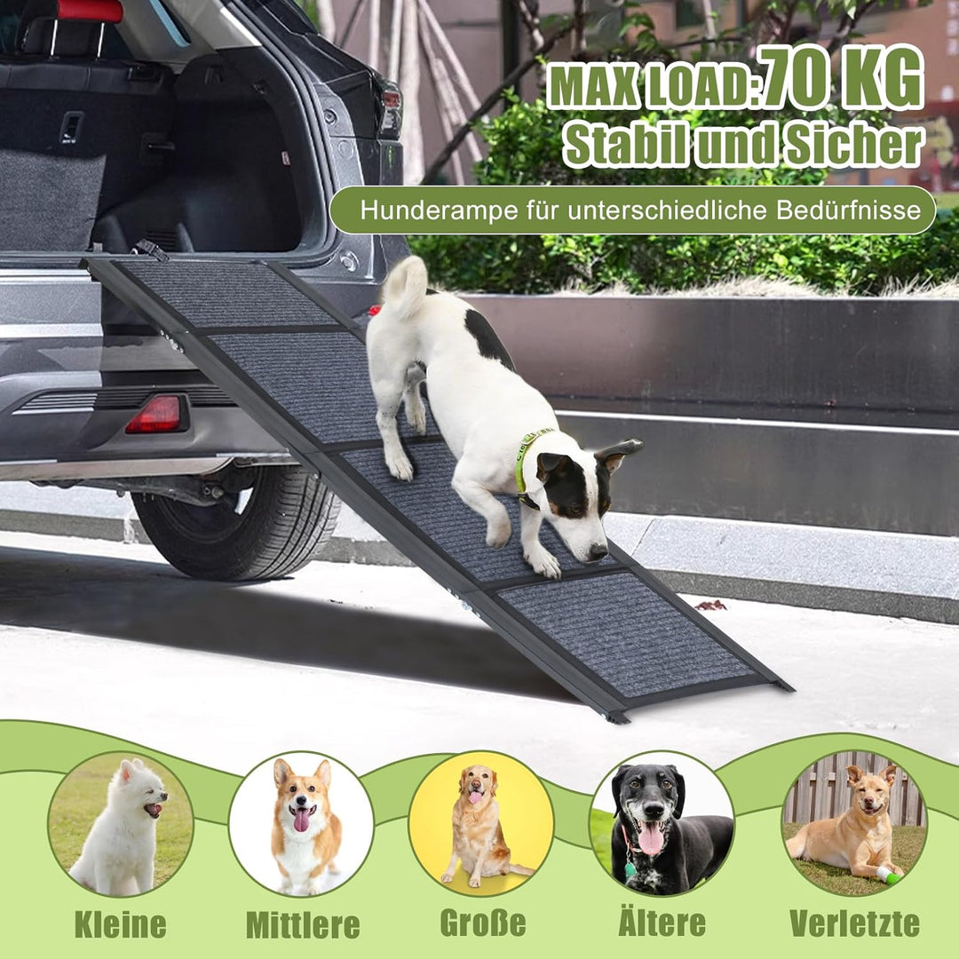 SMONTER 160cm Long Hunderampe Auto klappbar mit High Traction Teppichoberfläch, einstiegshilfe Hunde