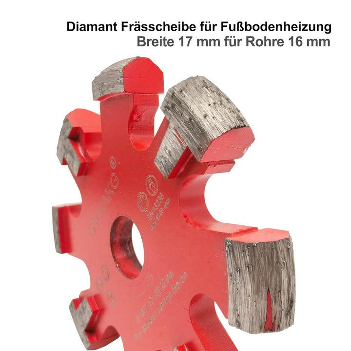 Diamant Frässcheibe/Räumscheibe130mm, 8 U-Segmente 17 mm Räumscheibe für Fussbodenheizung Sehr Harte