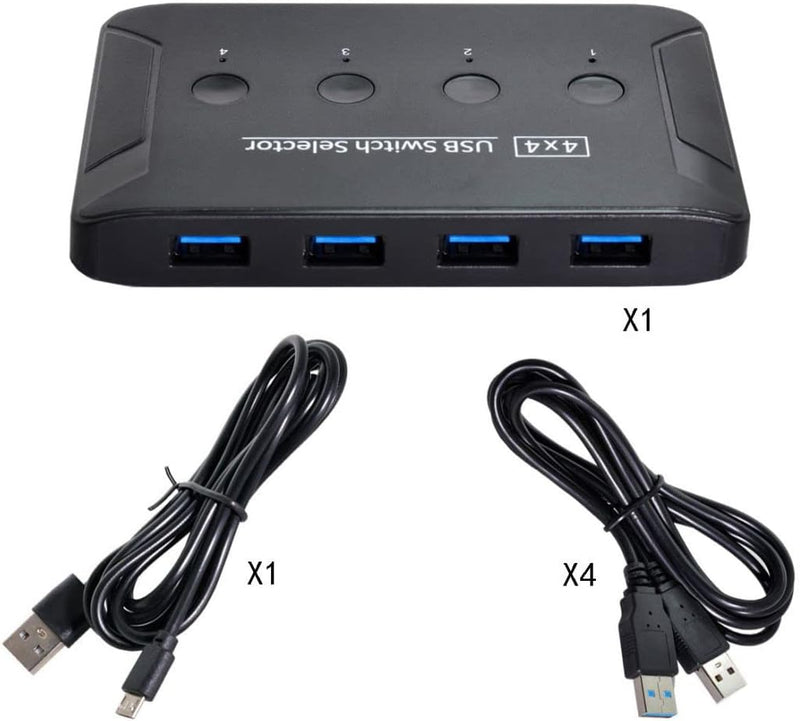 Chenyang USB 3.0 KVM Sharing Switch Selector 4 Computer teilen 4 USB Geräte für Tastatur Maus Scanne