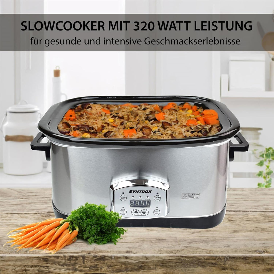 Syntrox 7,5 l Slow Cooker | Schmortopf | Schongarer | Multikocher Lotel, Warmhaltefunktion, Spülmasc