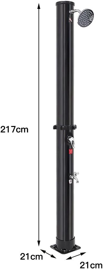 OHMG Solardusche, Gartendusche, Solar-Wassererhitzung, 35 l, verstellbarer Duschkopf, mit Kunststoff