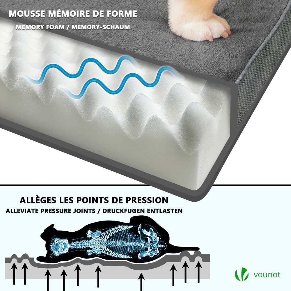 VOUNOT Orthopädisches Hundebett mit Abnehmbarer Kühlmatte, 2 in 1 Hundekissen Mittelgrosse Hunde, Wa