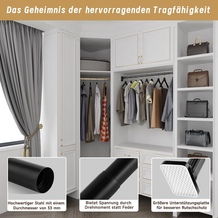 Gardinenstange ohne Bohren - Teleskopstange für Vorhänge, Belastbar bis 85kg, 75-120cm Länge, 33mm D