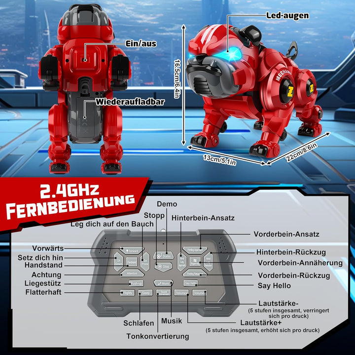 Roboter Hund Ferngesteuerter Spielzeug, Interaktiver Anfassen Roboterhund mit 18 Funktionen, Program