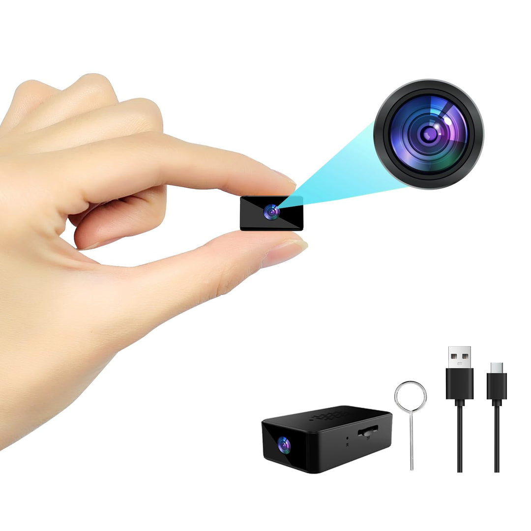 cuoum Mini Kamera-1080P HD Mini-Kamera mit Akku, 120°Weitwinkel Kleine Kamera, EIN Tasten Bedienung