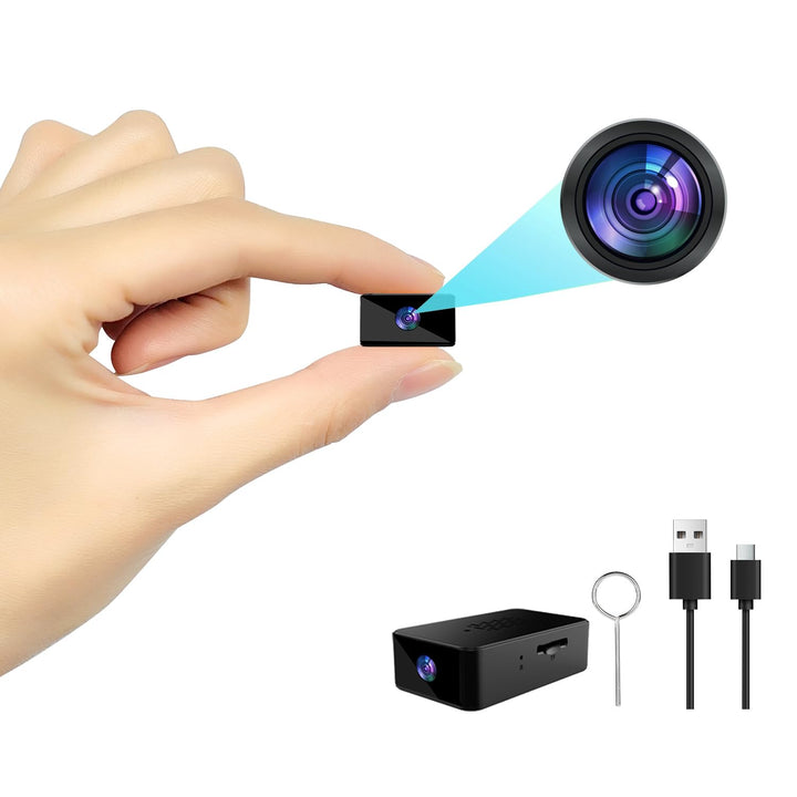 cuoum Mini Kamera-1080P HD Mini-Kamera mit Akku, 120°Weitwinkel Kleine Kamera, EIN Tasten Bedienung