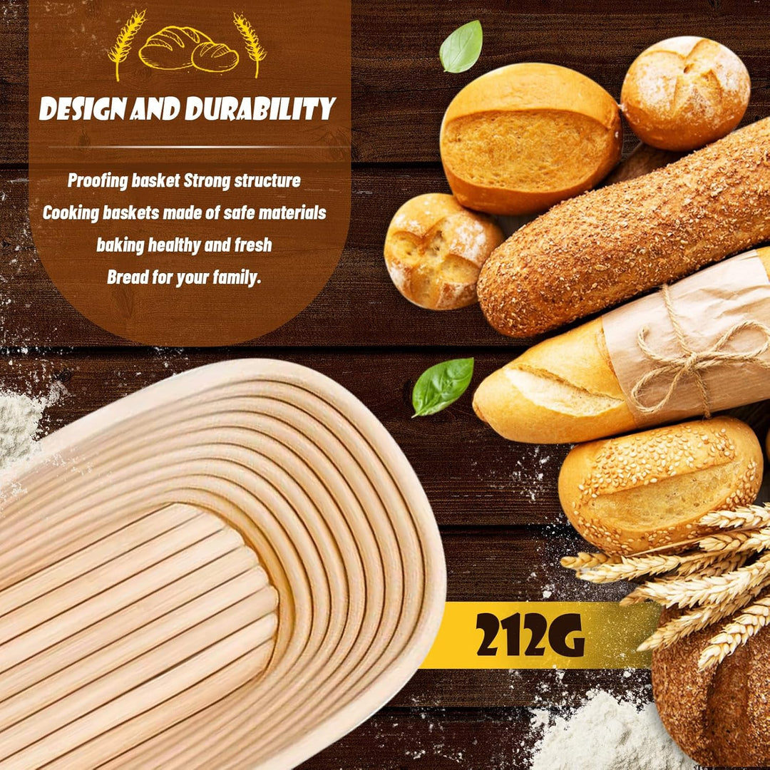 Gärkörbchen Oval，Profi Gärkorb zum Brotbacken oval，schönes Gärkörbchen mit waschbarem Leineneinsatz，
