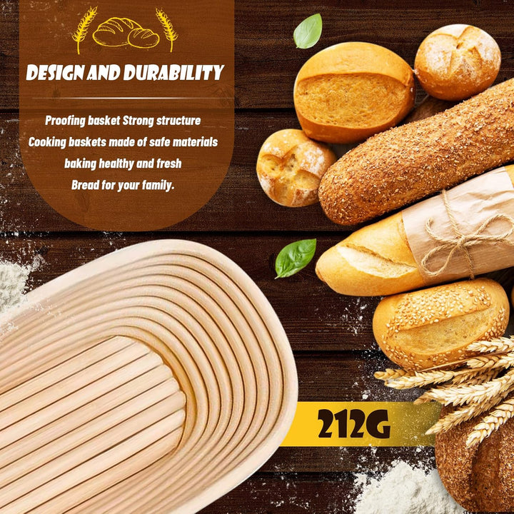 Gärkörbchen Oval，Profi Gärkorb zum Brotbacken oval，schönes Gärkörbchen mit waschbarem Leineneinsatz，