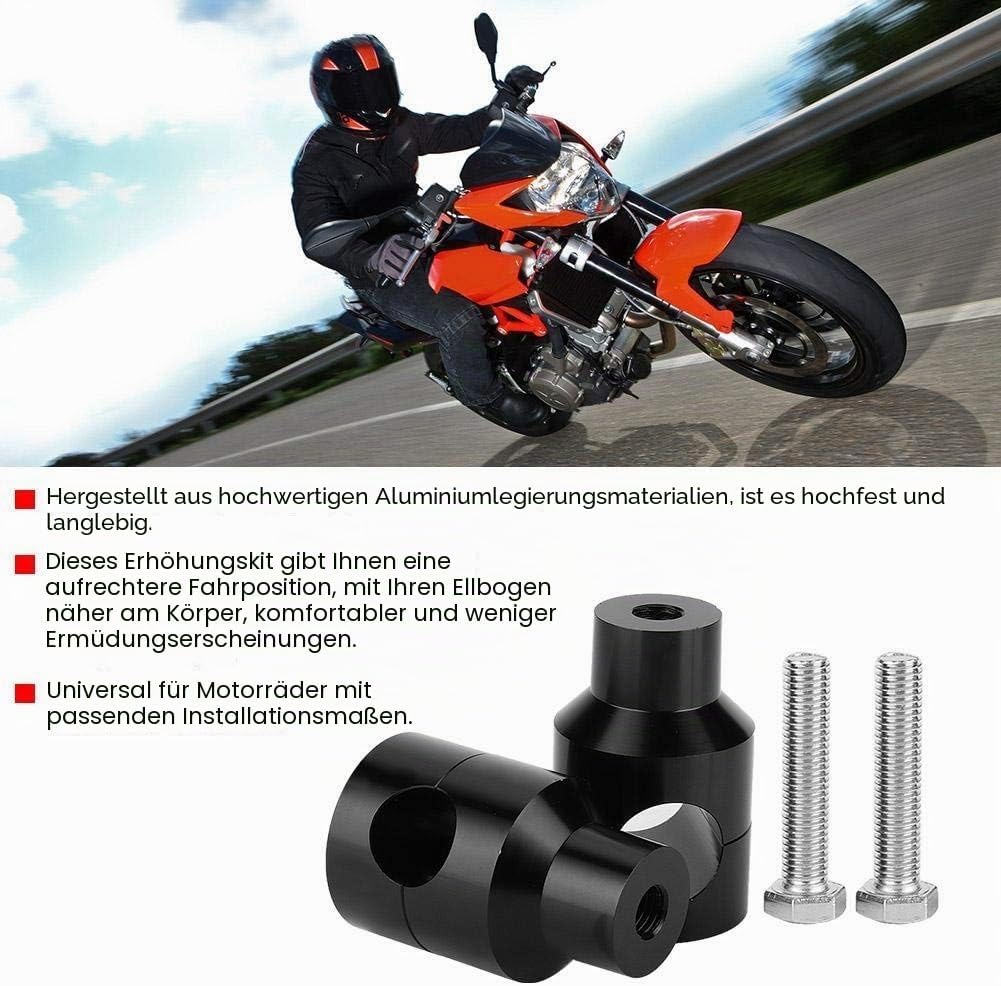KSTE Paar 25mm Aufzug Lenker Riser Aluminiumlegierung for Motorrad-Modifikation (Schwarz)