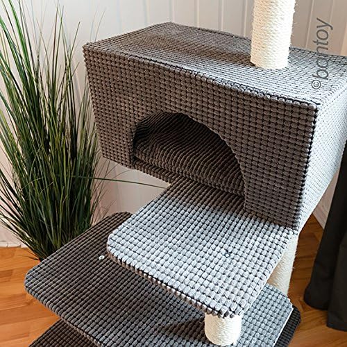 Katzenkratzbaum Phill grau I 130cm I besonders für ältere Katzen geeignet I Stabiler Katzenkratzbaum