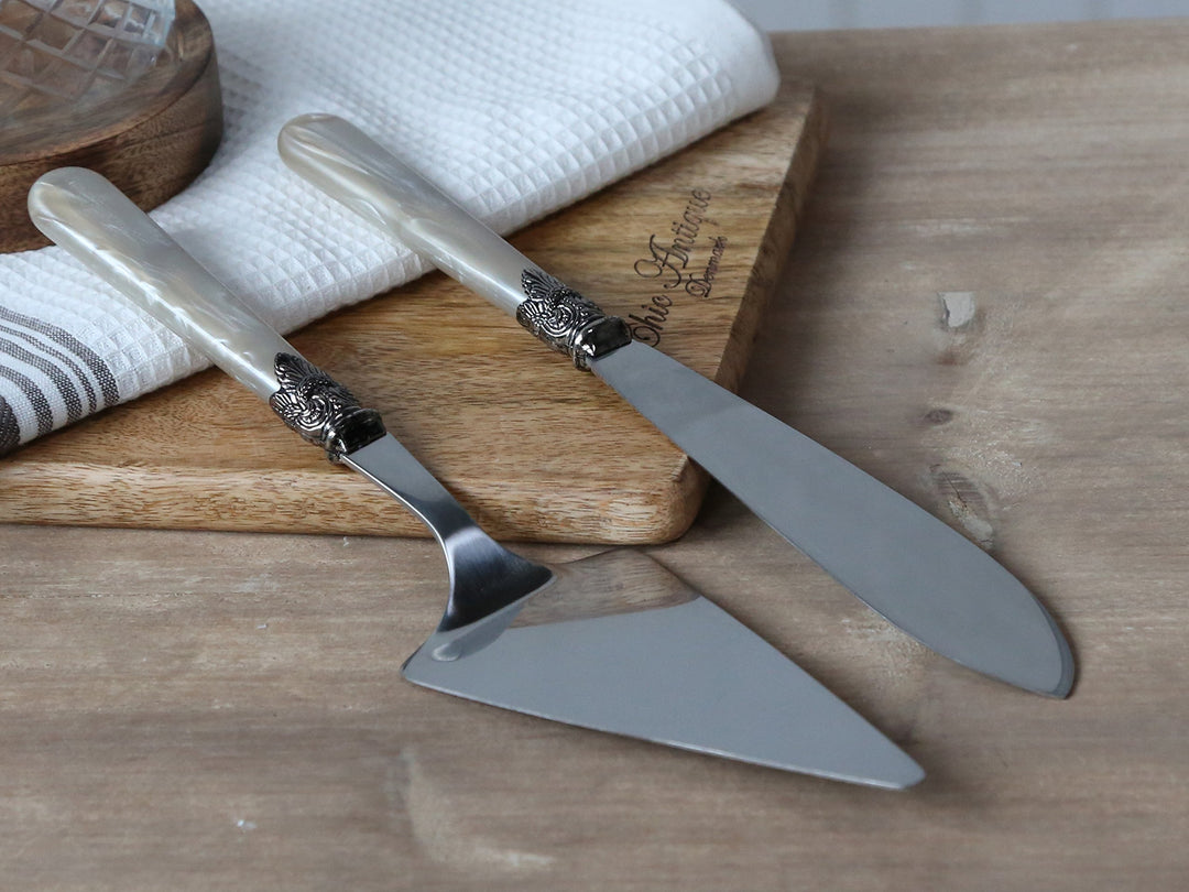 Chic Antique Tortenheber & Kuchenmesser Set antik Champagne Shabby Landhaus Vintage French
